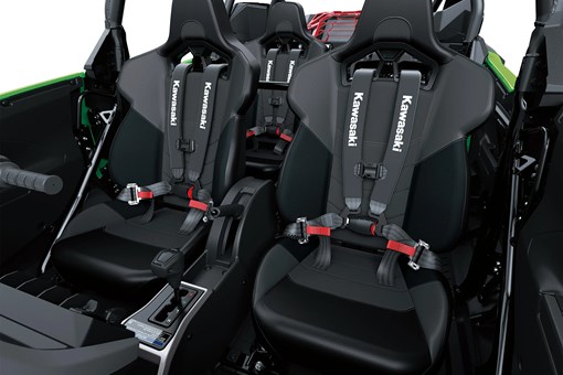 Close-up of all seats in a side x side in a white studio background. opens in a new window