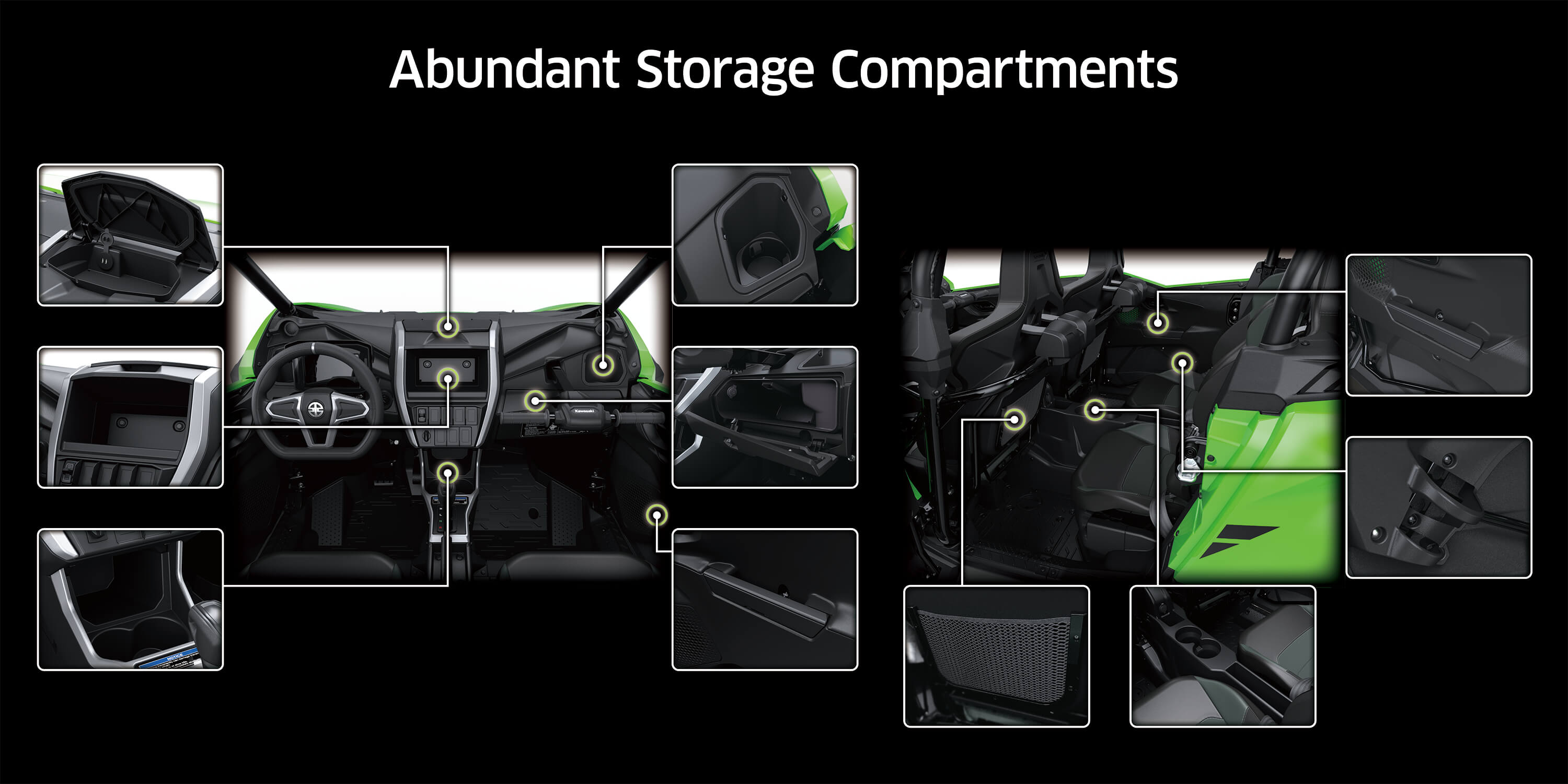 Graphic treatment of a side x side storage compartments.