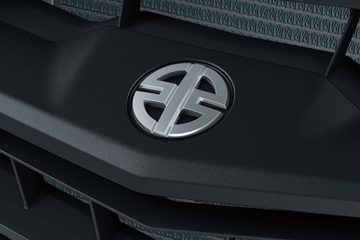 Close-up of Kawasaki logo on a side x side in a white studio background. opens in a new window