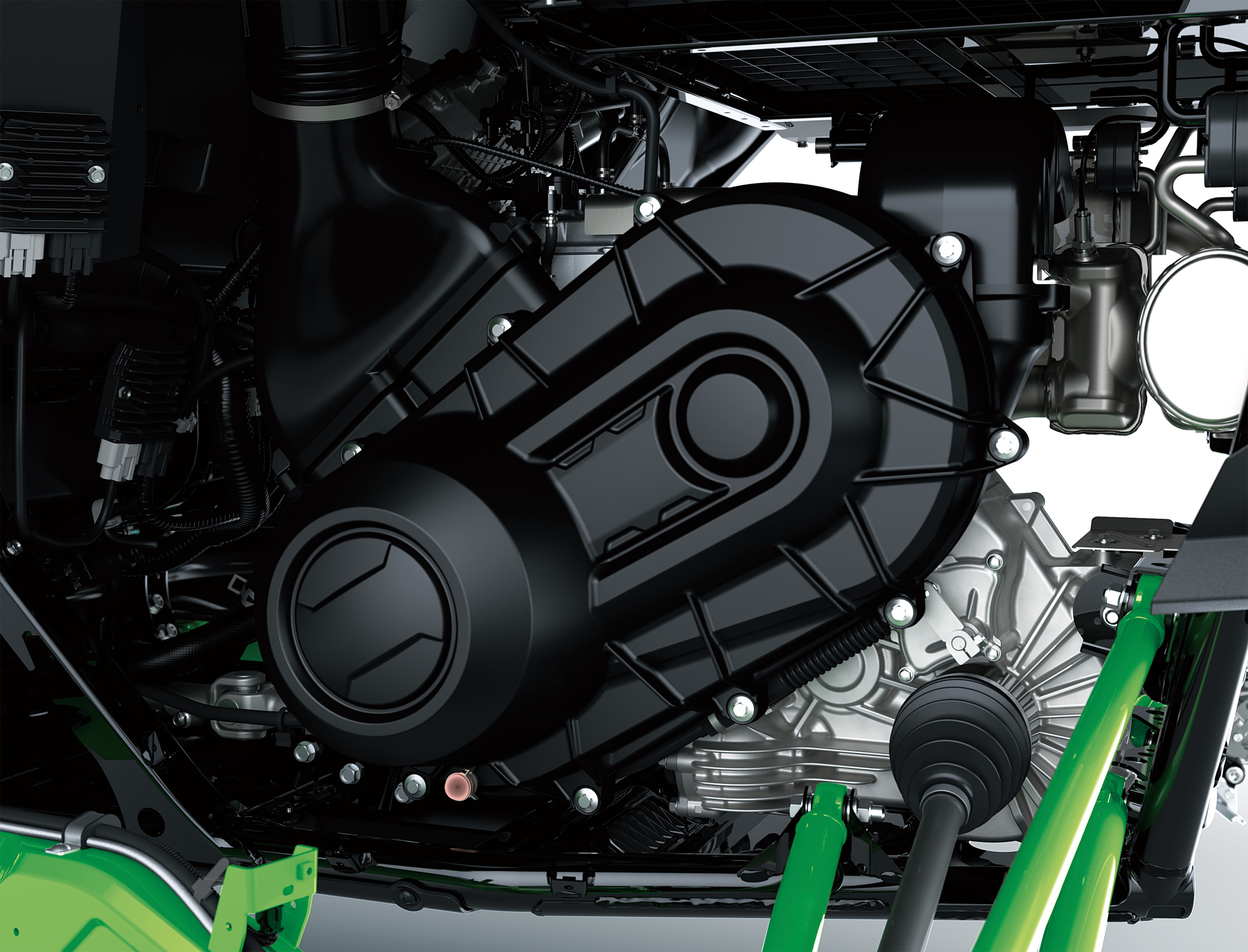 Engine detail in a side x side in a white studio background.