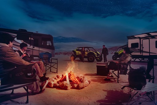 Night camping with side x side in the background. opens in a new window