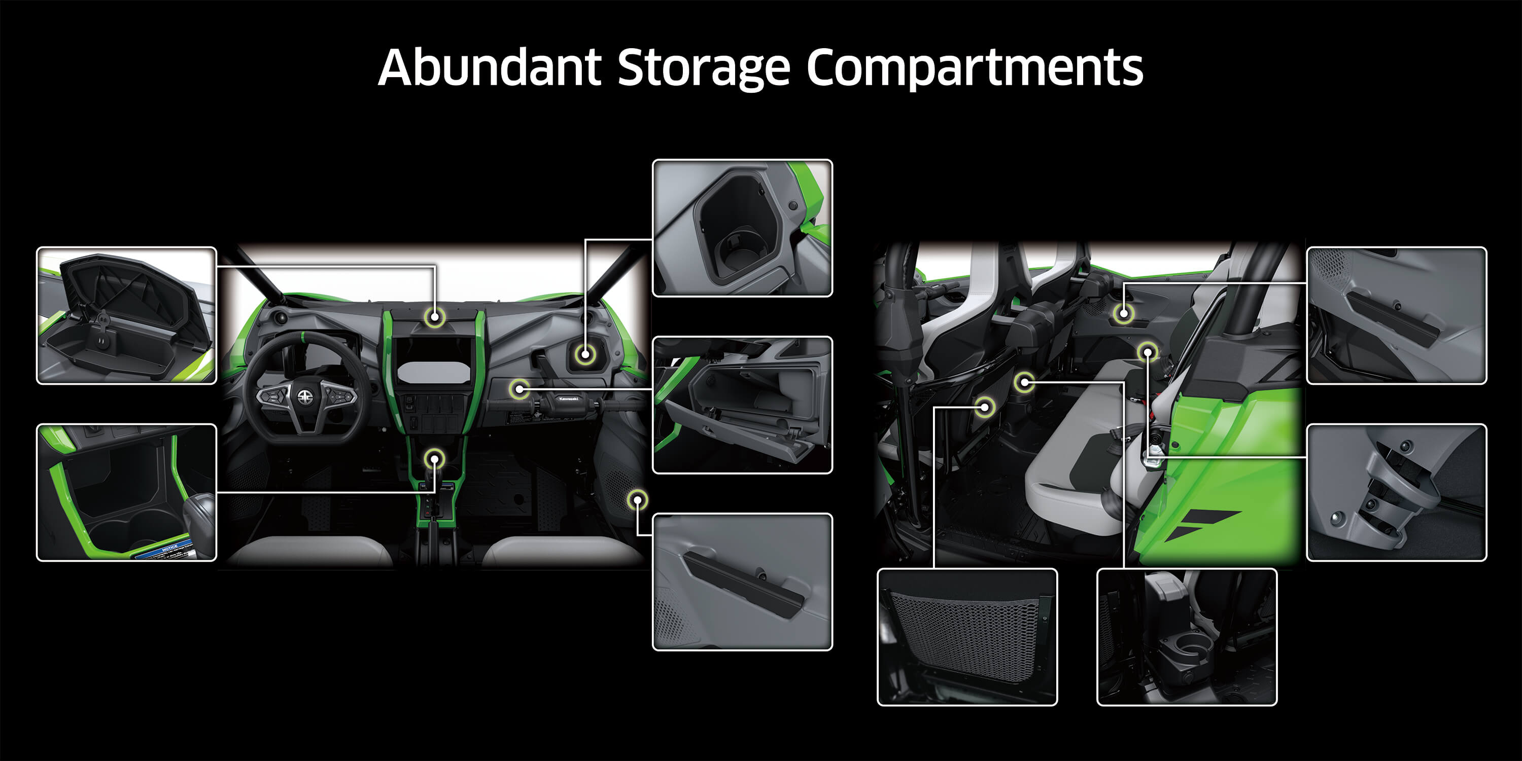 Graphic treatment of a side x side storage compartments.