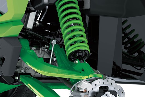 Close-up of suspension of a side x side in a white studio background. opens in a new window