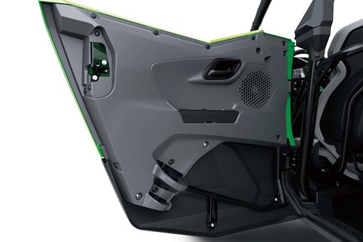 Another close-up of the interior of a door on a side x side in a white studio background. opens in a new window