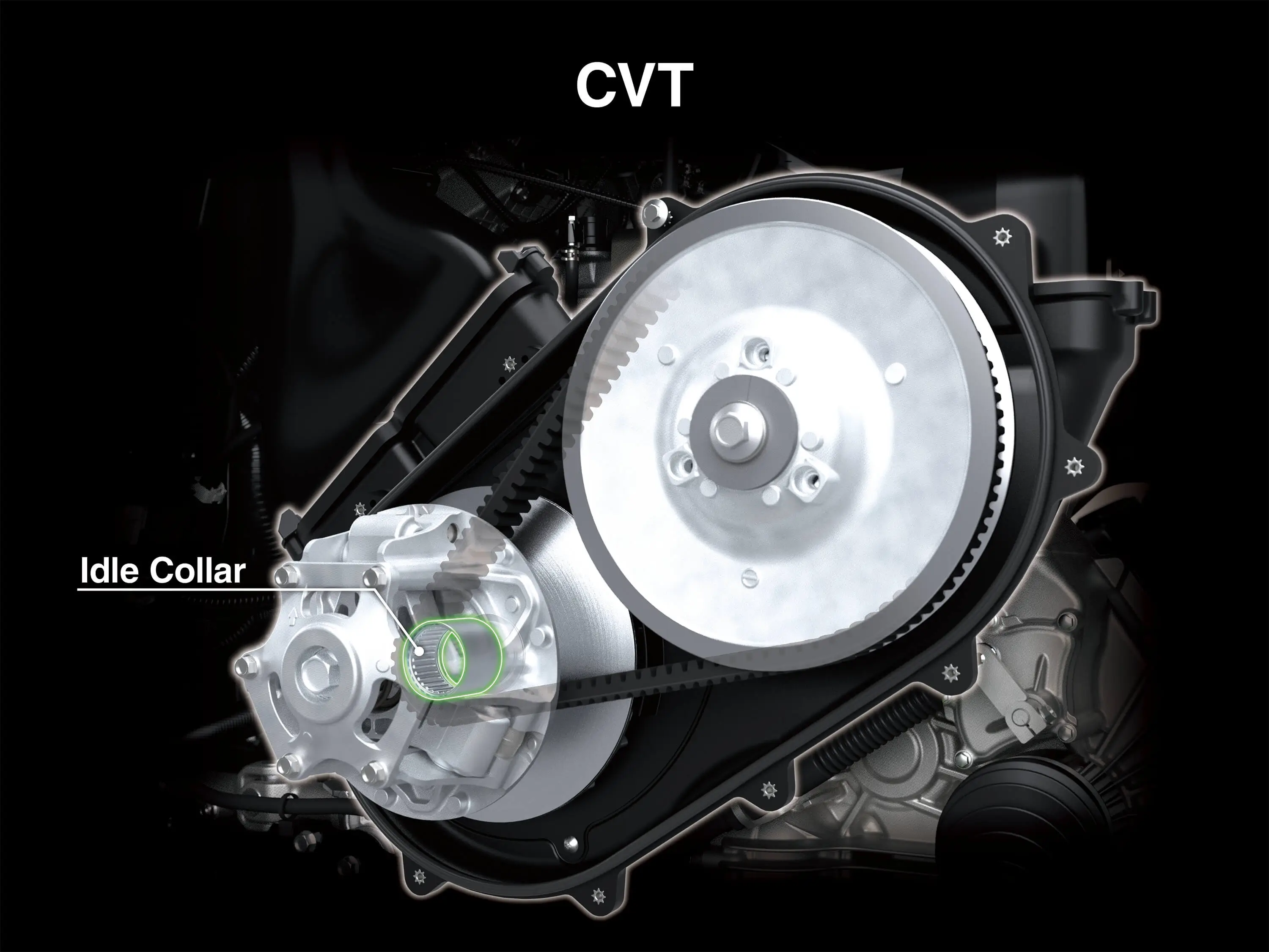 Graphic treatment of a side x side CVT.