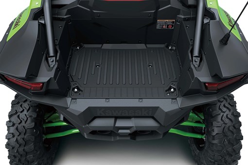 Overhead angle of rear storage on a side x side in a white studio background. opens in a new window