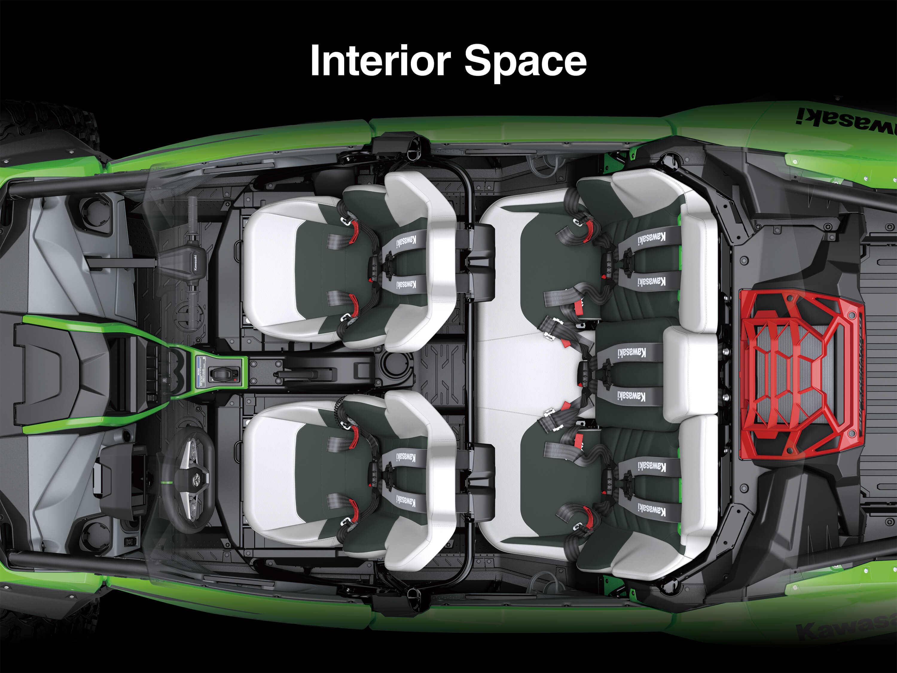 Graphic treatment of a side x side interior space.