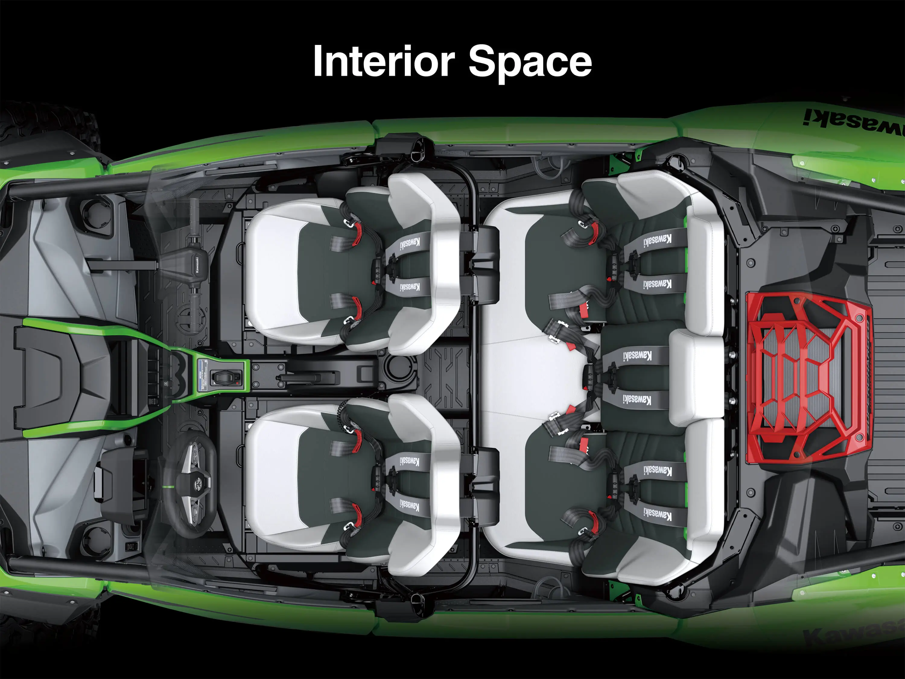 Graphic treatment of a side x side interior space.