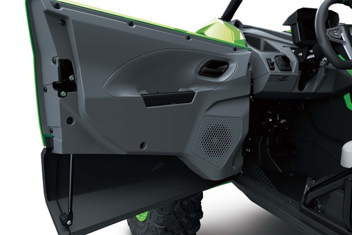 Close-up of the interior of a door on a side x side in a white studio background. opens in a new window