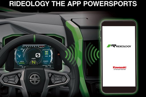 Graphic treatment of a side x side RIDEOLOGY THE APP POWERSPORTS. opens in a new window