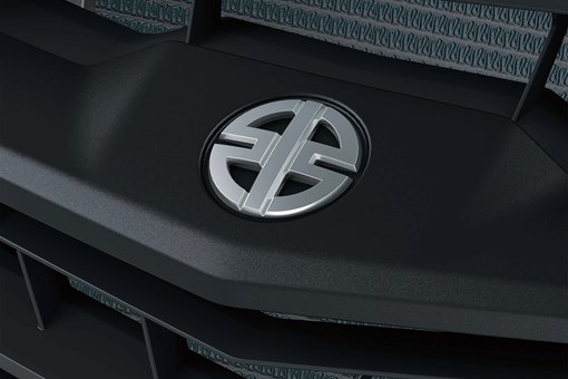 Close-up of Kawasaki logo on a side x side in a white studio background. opens in a new window