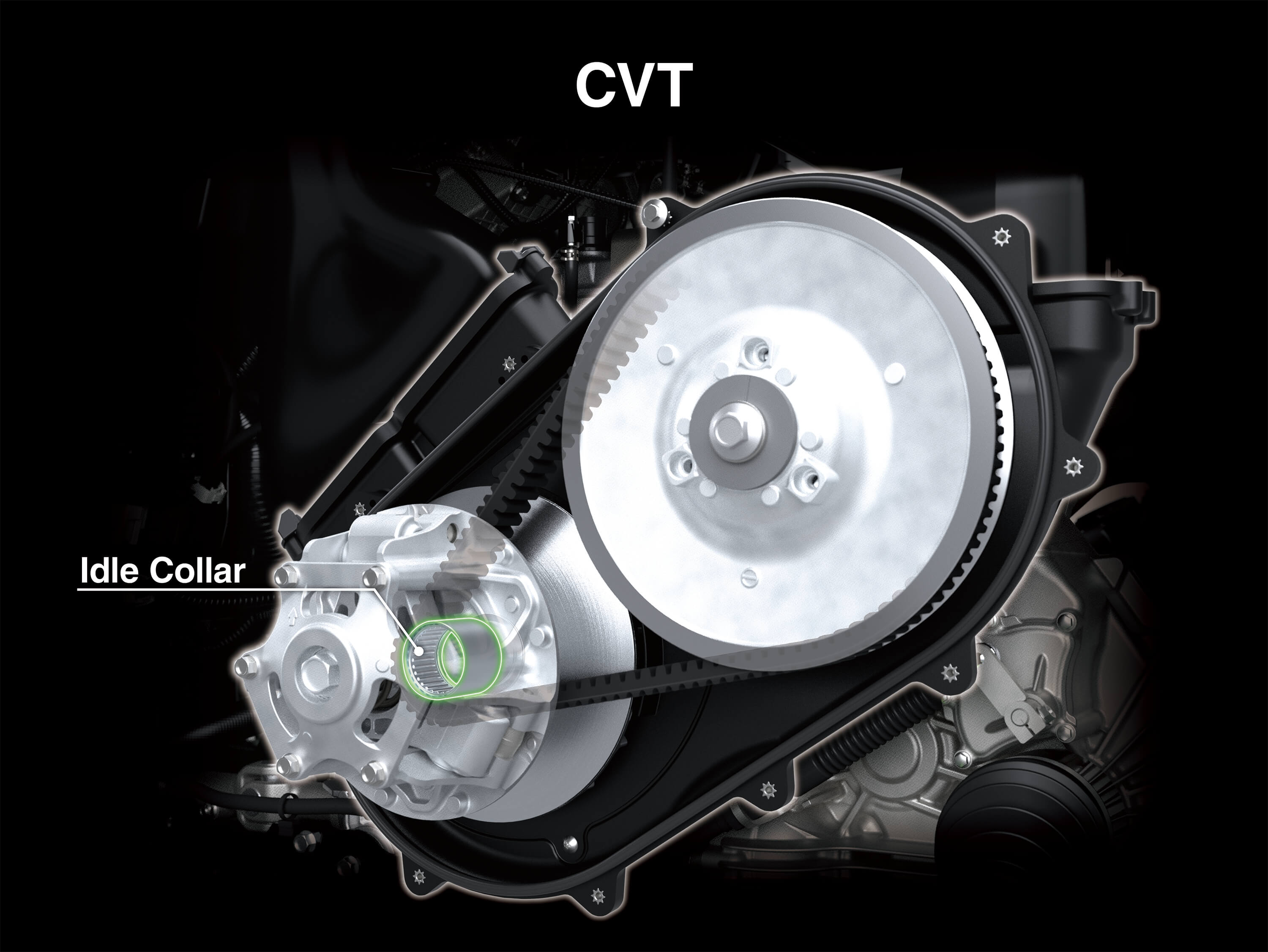 Graphic treatment of a side x side CVT.