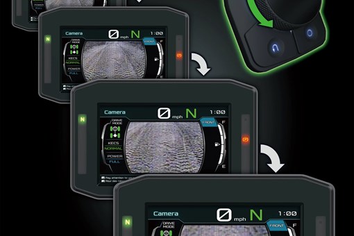 Graphic treatment of a side x side infotainment screen camera zoom function. opens in a new window