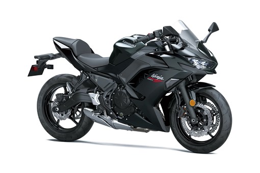 Three-quarter front angle of a black motorcycle staged in a white studio background. opens in a new window
