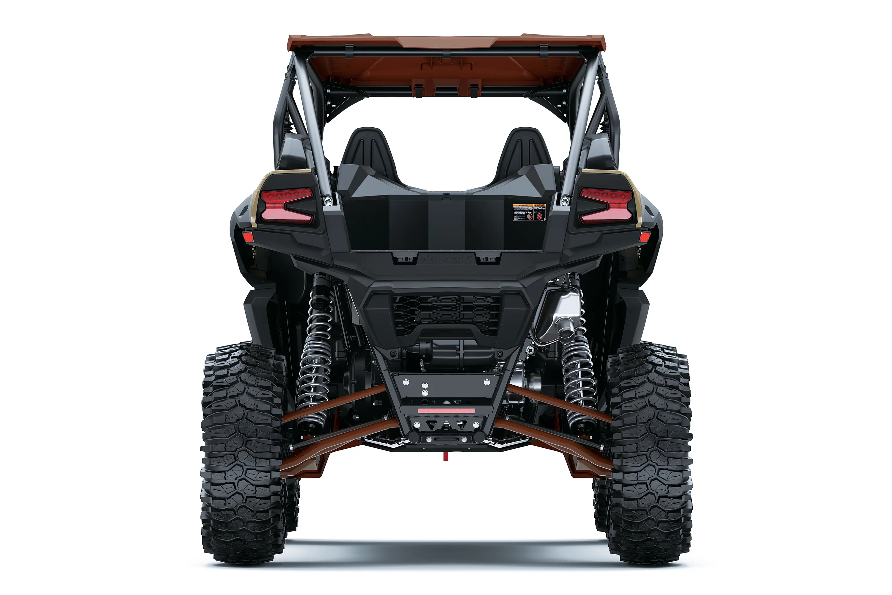 Rear angle of a side x side staged in a white studio background.