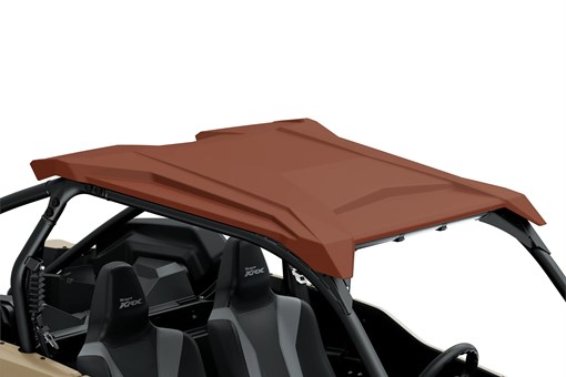 Close-up view of the roof of a side x side staged in a white studio background. opens in a new window