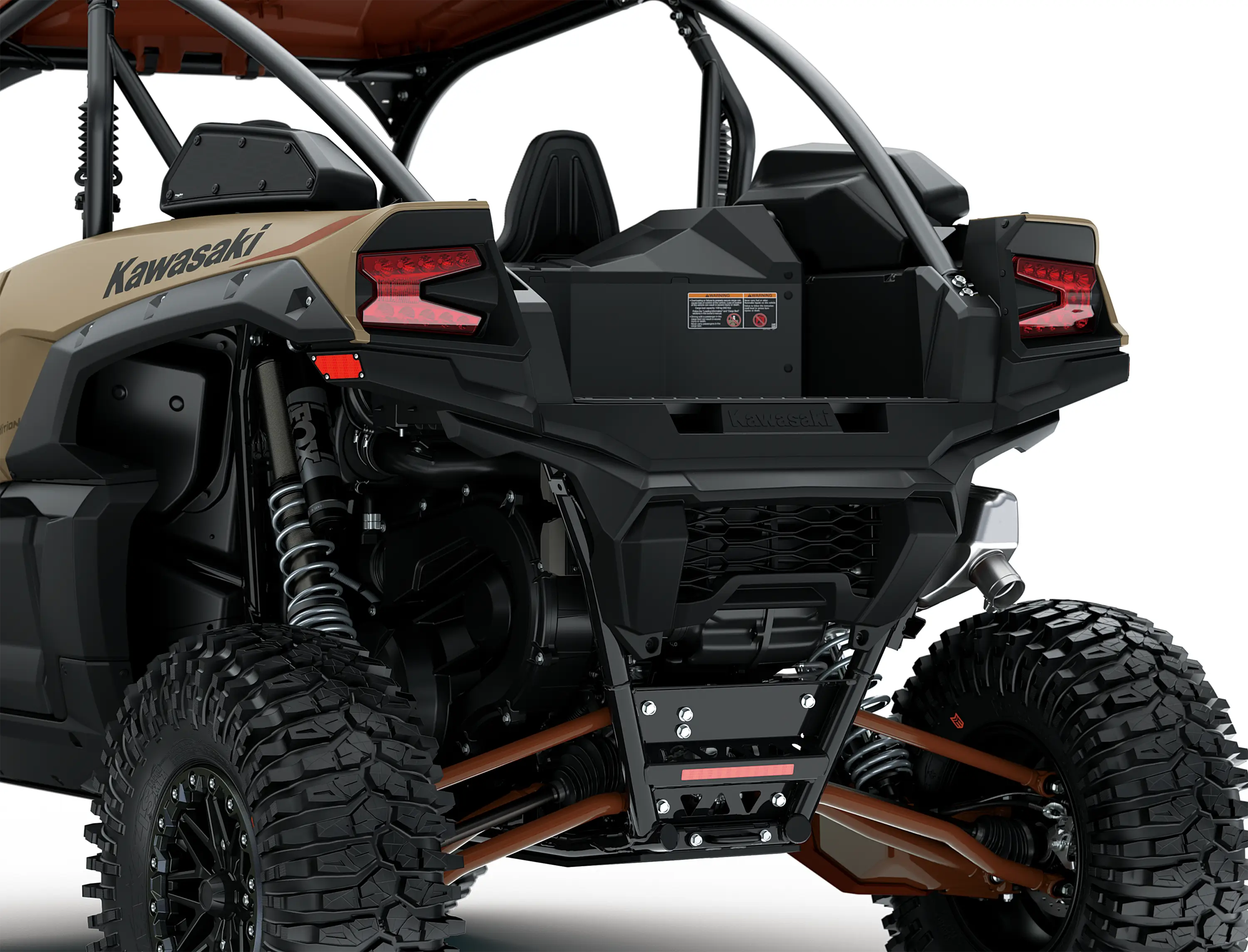 Close-up, three-quarter rear angle of a side x side staged in a white studio background.