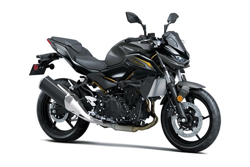 Three-quarter front angle of a motorcycle staged in a white studio background. opens in a new window