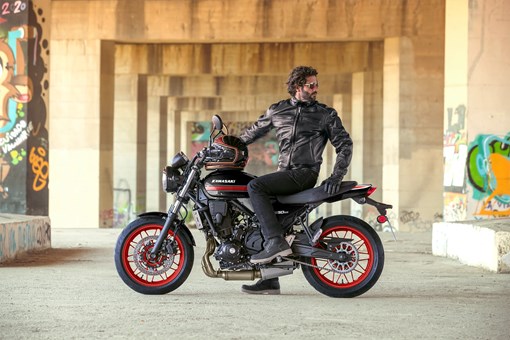 Side angle of a motorcycle parked. opens in a new window