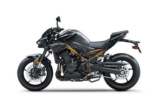 Profile angle of a motorcycle staged in a white studio background. opens in a new window