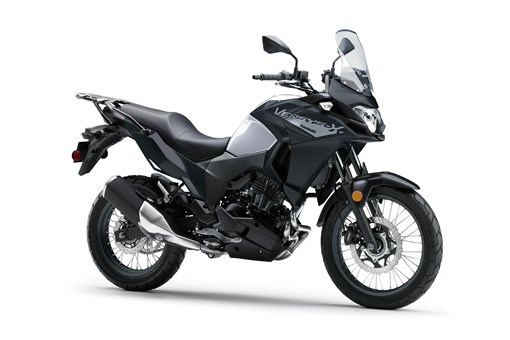 Three-quarter front angle of a motorcycle staged in a white studio background. opens in a new window