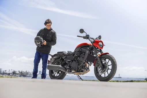 Side angle of a motorcycle parked. opens in a new window