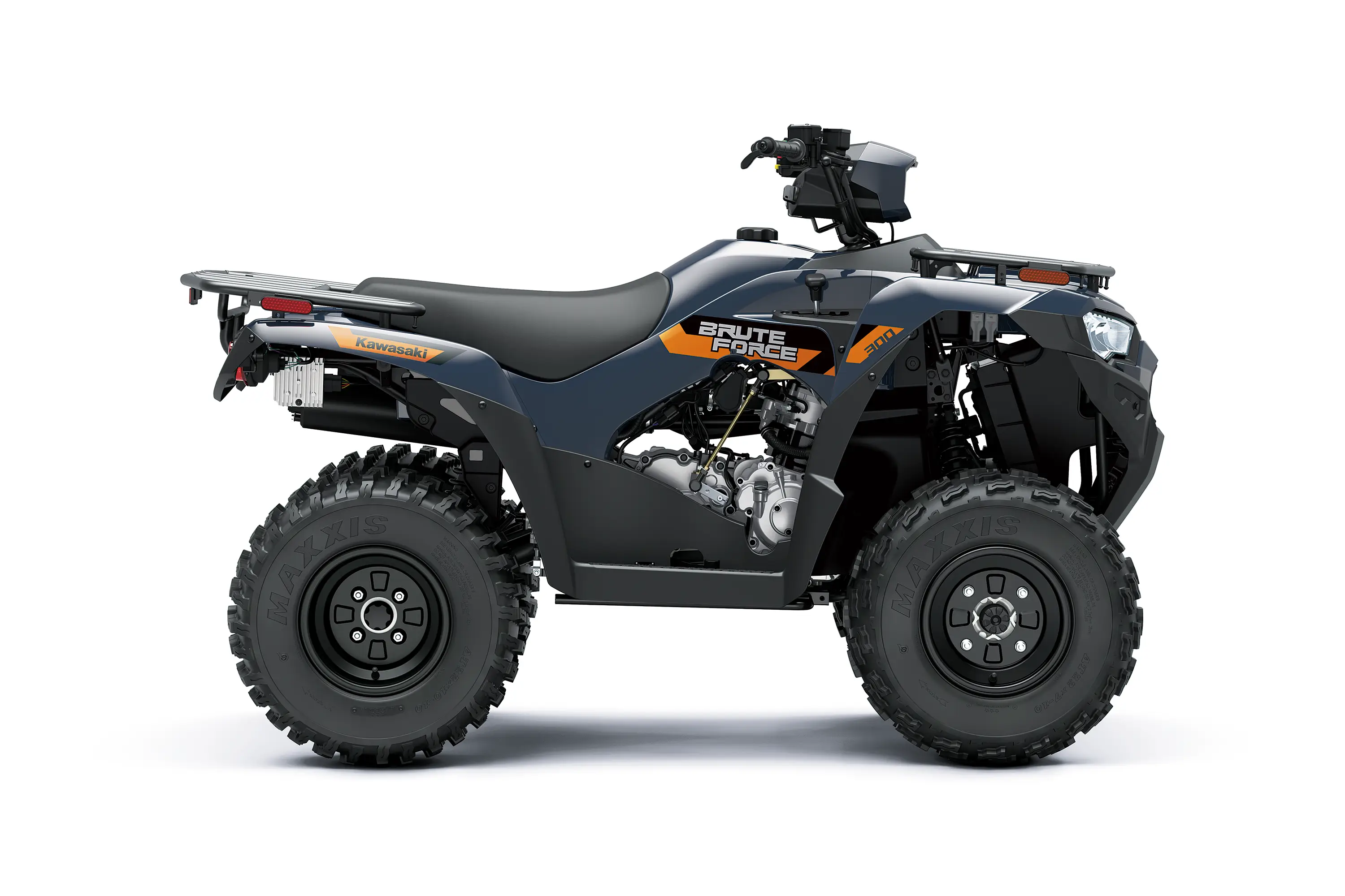 Side angle of an ATV staged in a white studio background.