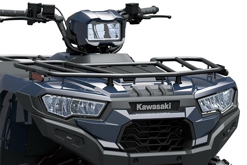 Closeup of front of an ATV staged in a white studio background. opens in a new window