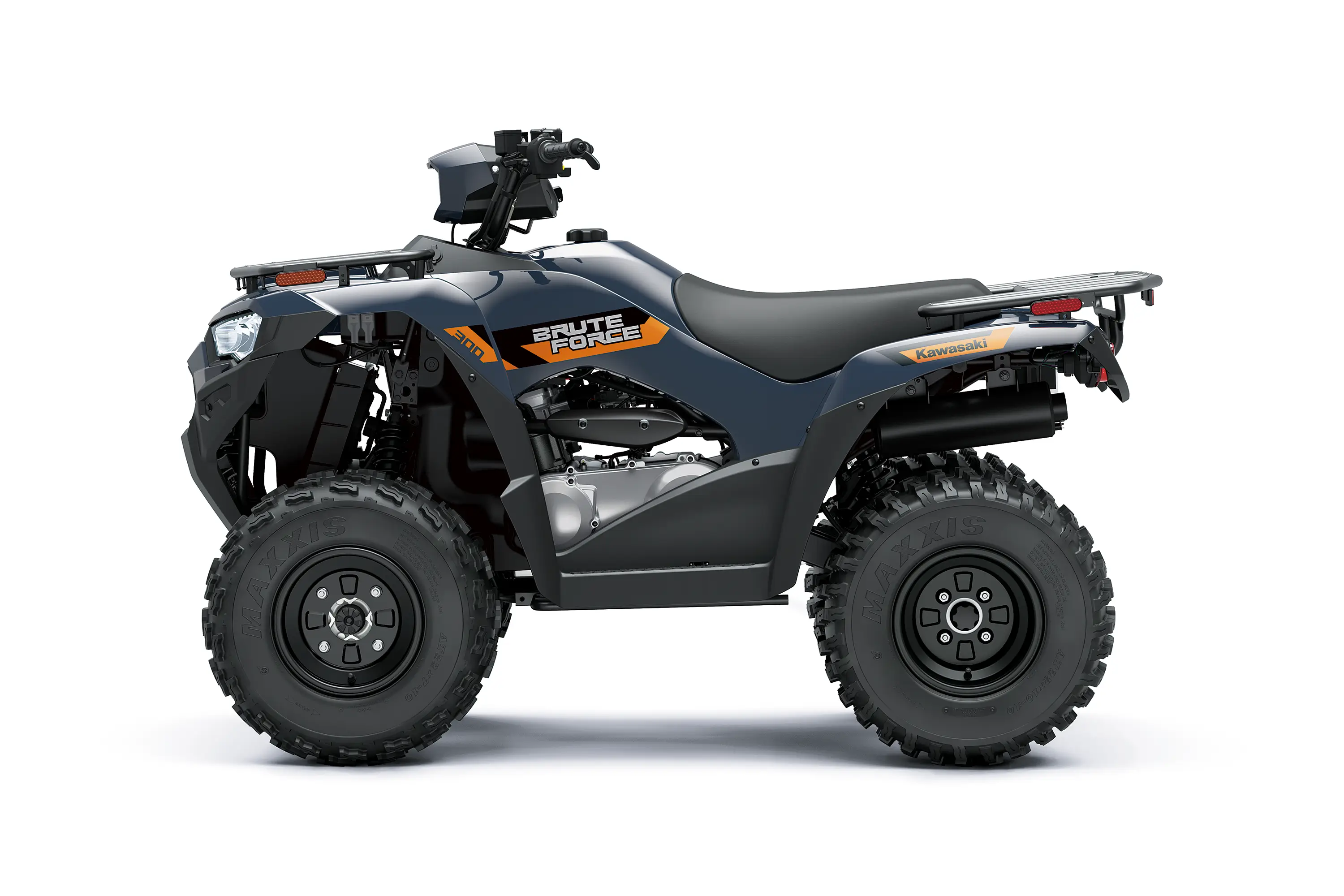 Profile angle of an ATV staged in a white studio background.
