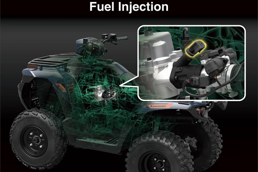 Graphic treatment showing Fuel Injection of an ATV. opens in a new window