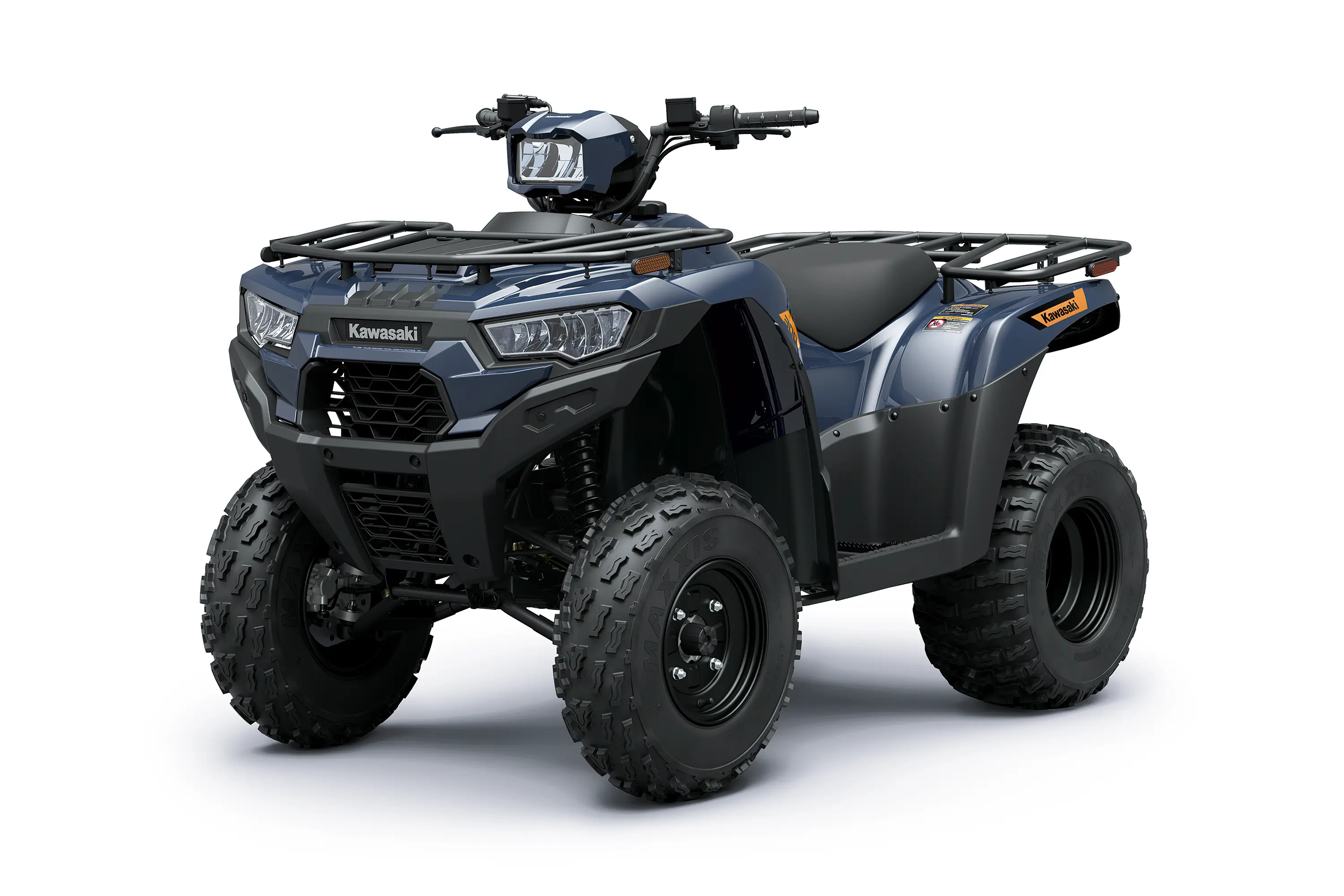 Three-quarter front angle of an ATV staged in a white studio background.
