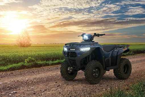Side angle of an ATV parked off-road. opens in a new window