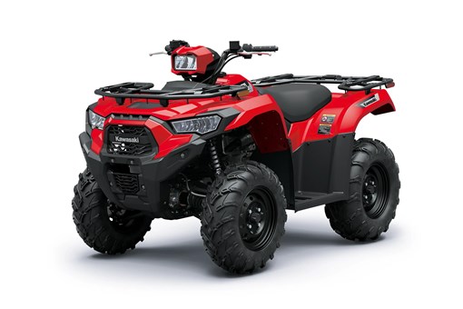 Three-quarter front angle of a red ATV staged in a white studio background. opens in a new window