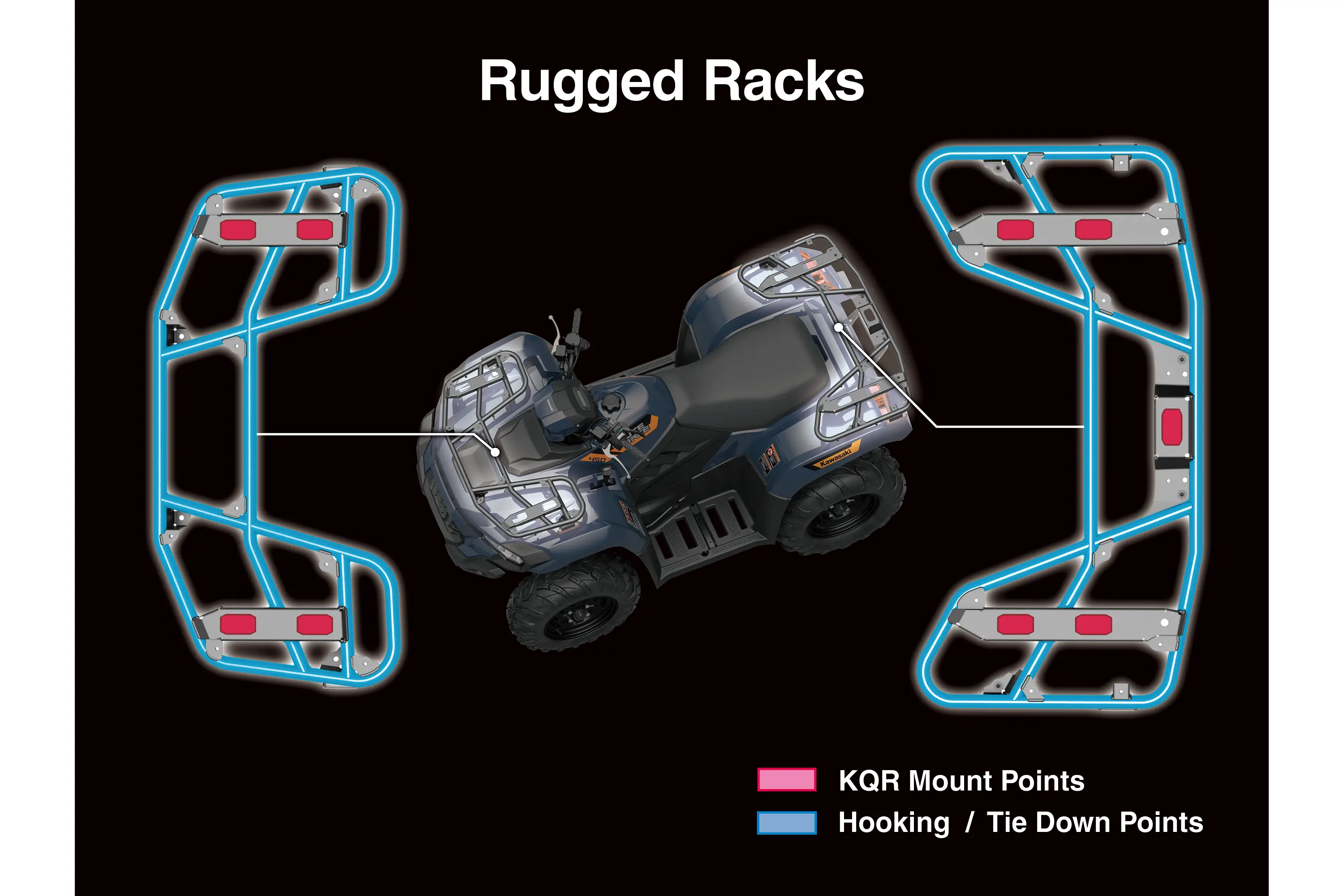 Graphic treatment showing maneuvering of an ATV.