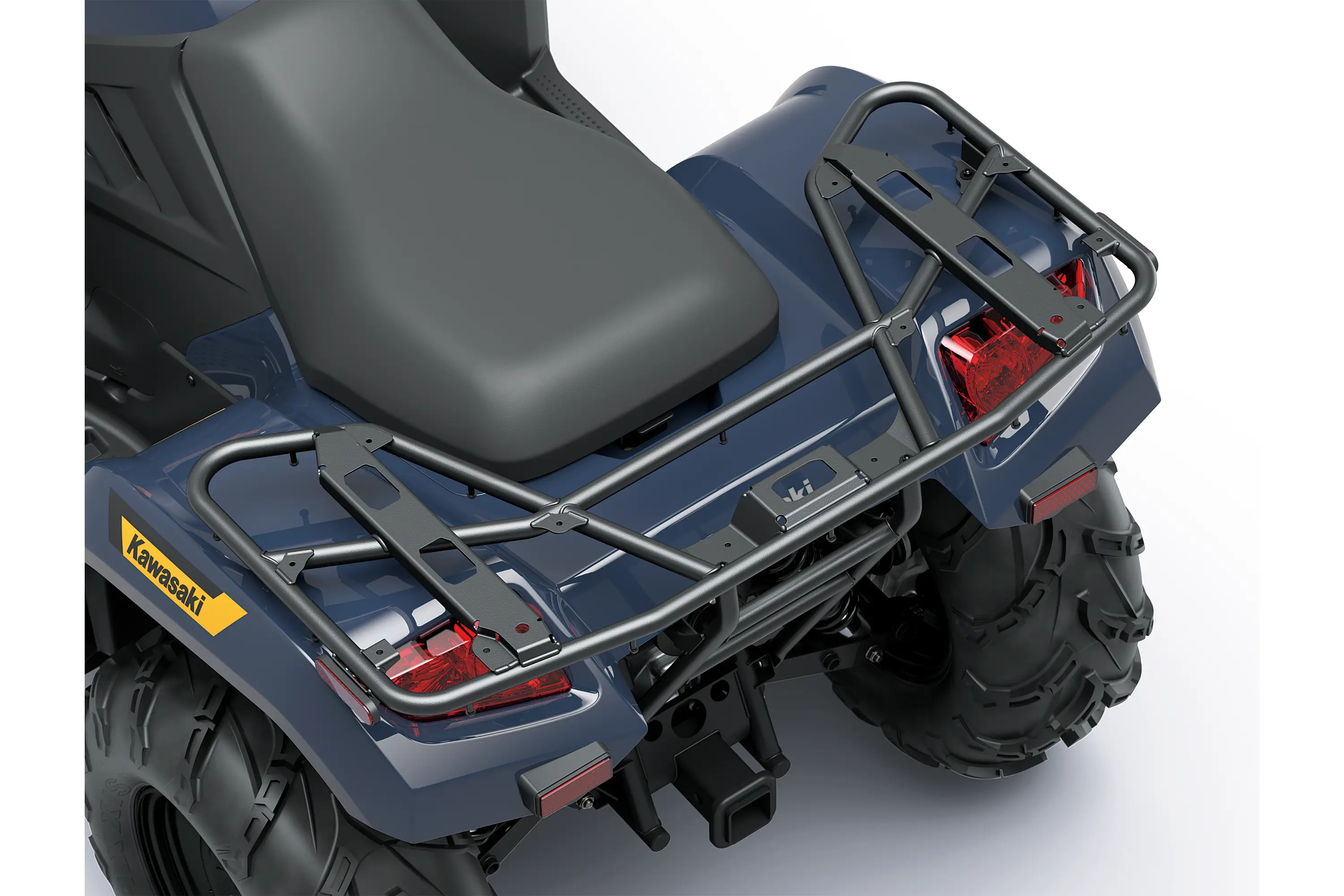 Overhead rear angle of an ATV staged in a white studio background.