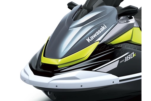 Closeup front angle of a personal watercraft staged in a white studio background. opens in a new window