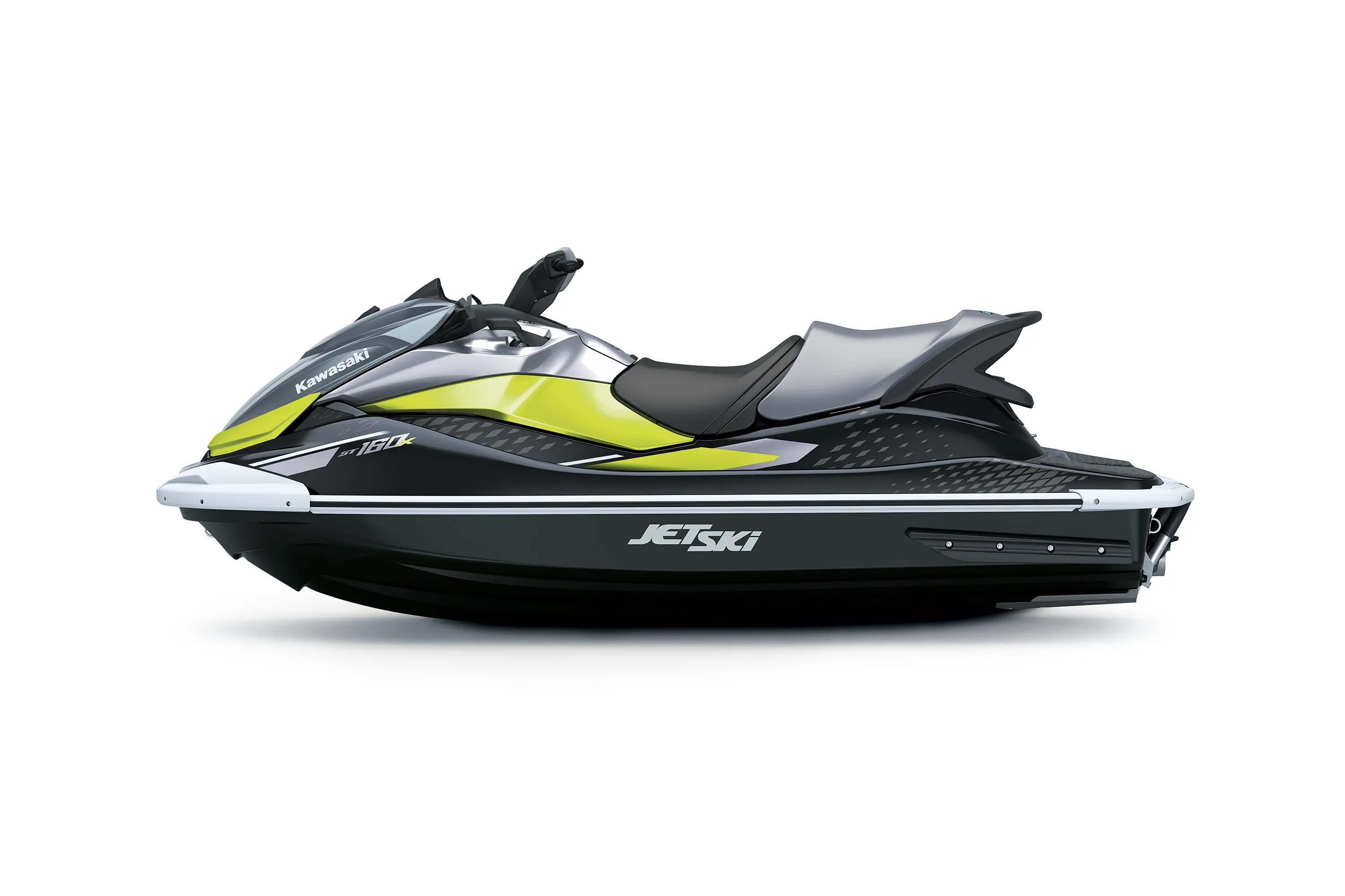 Profile angle of a personal watercraft staged in a white studio background.