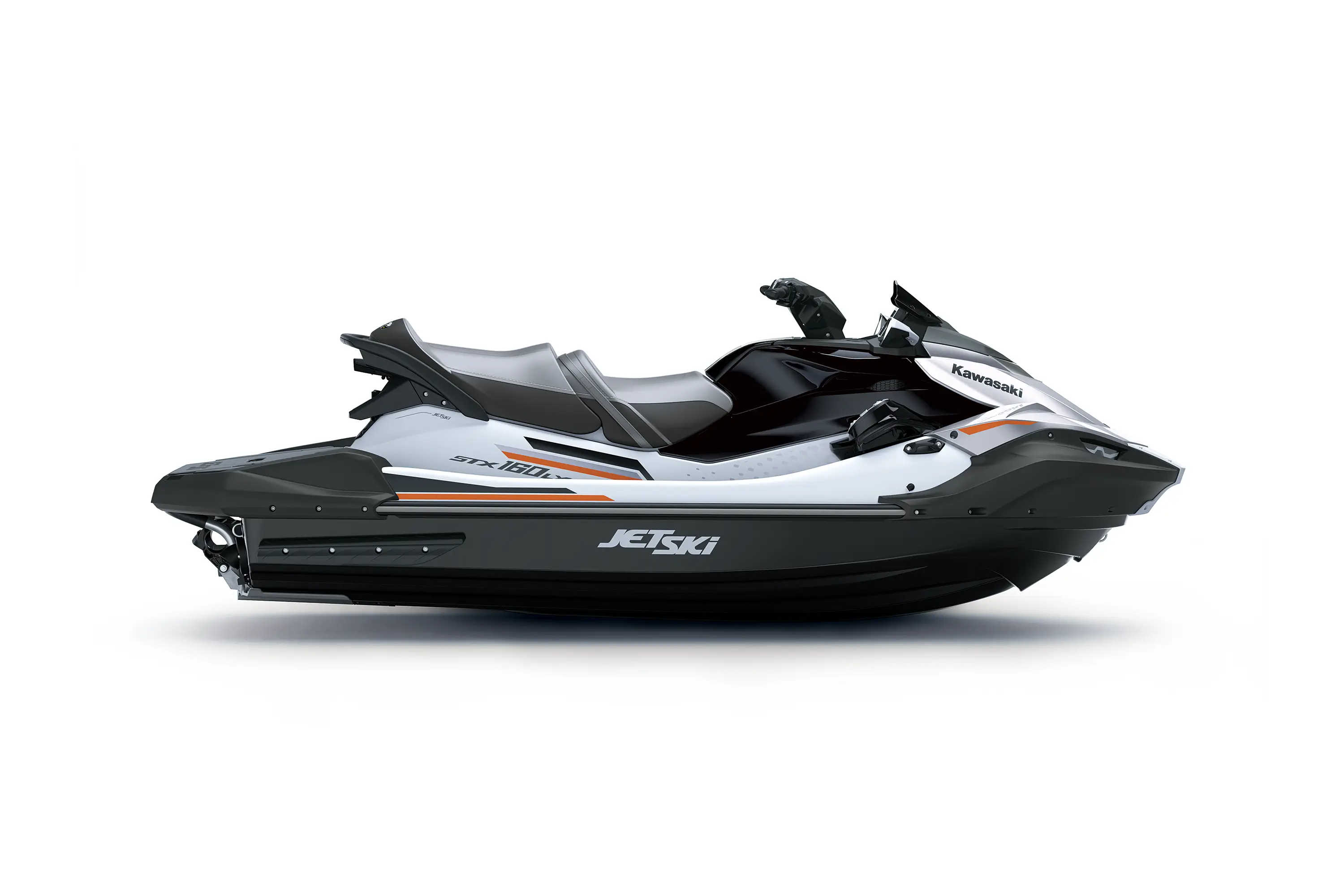Side angle of a personal watercraft staged in a white studio background.