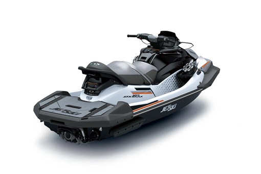 Back angle of a personal watercraft staged in a white studio background. opens in a new window