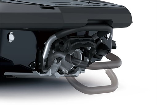 Rear closeup detail example of a personal watercraft staged in a white studio background. opens in a new window