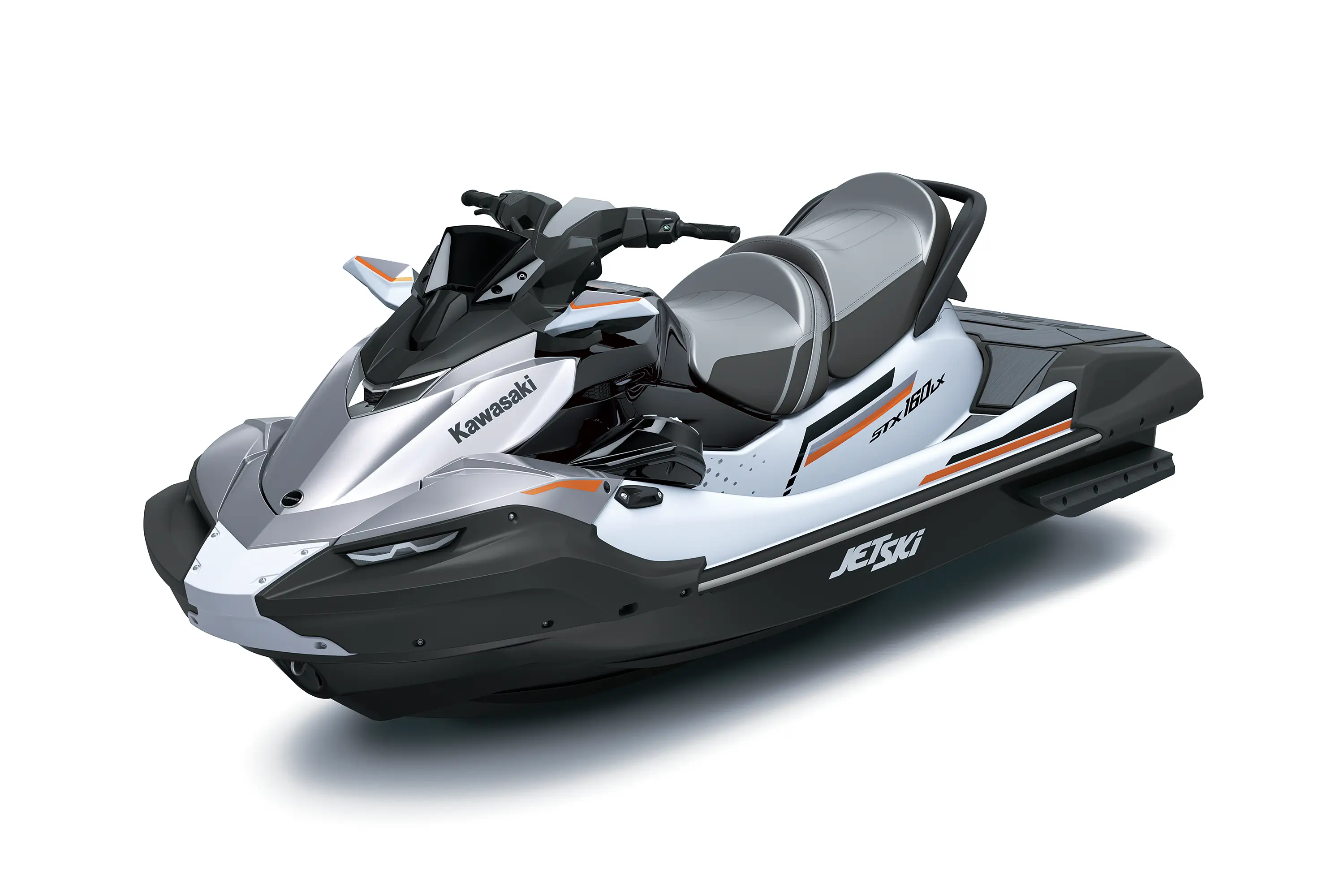 Three-quarter front angle of a personal watercraft staged in a white studio background.