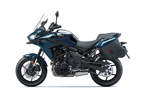 Profile angle of a motorcycle staged in a white studio background. opens in a new window