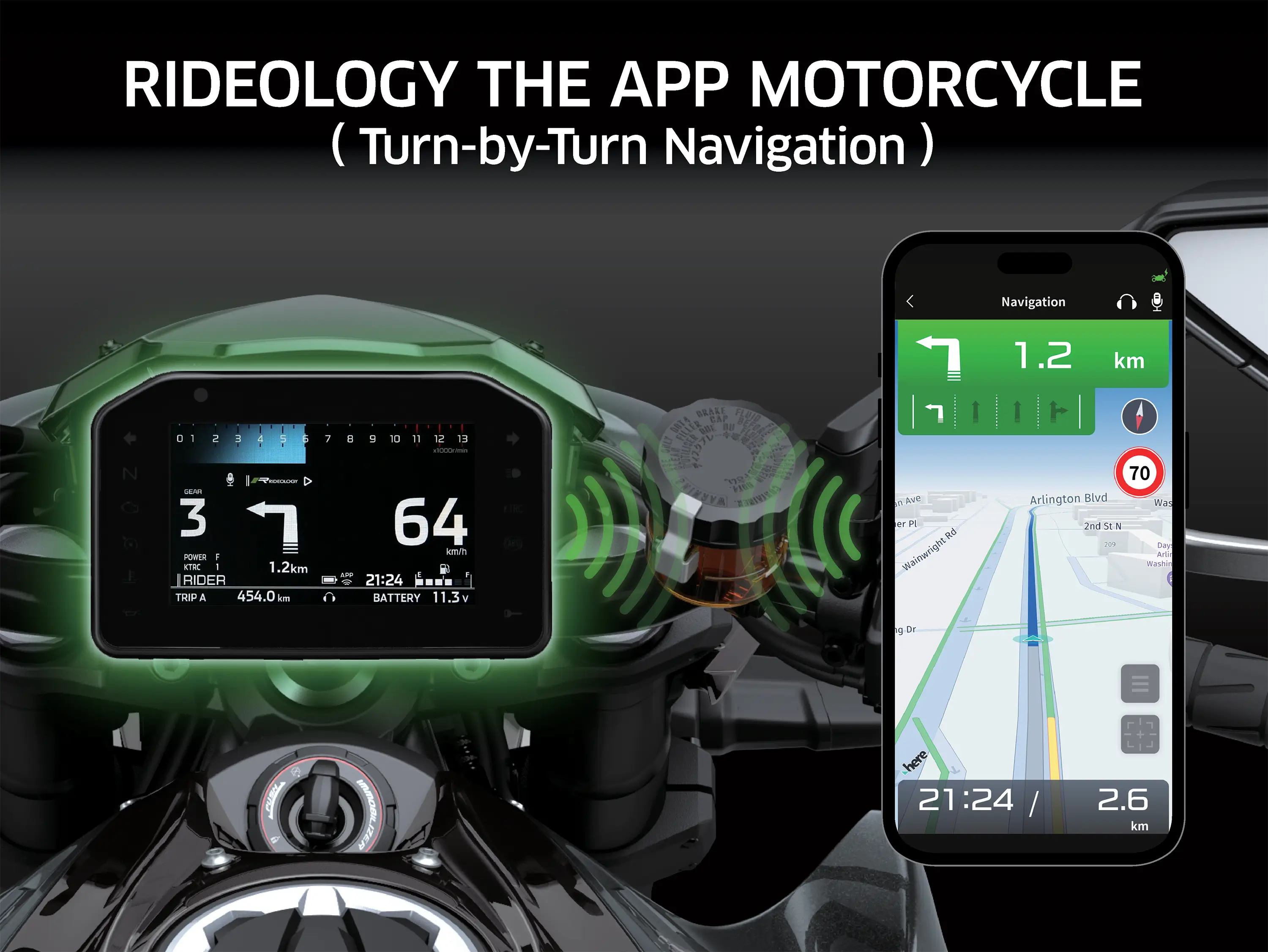 Graphic treatment of RIDEOLOGY THE APP MOTORCYCLE.
