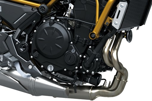 Engine case of a motorcycle staged in a white studio background. opens in a new window