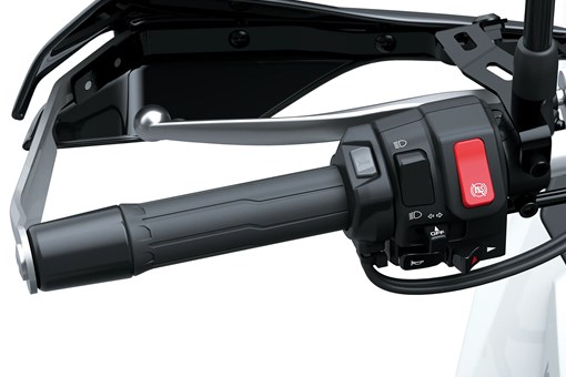 Other handlebar of a motorcycle staged in a white studio background. opens in a new window