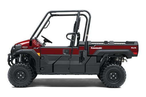 Profile angle of a red side x side staged in a white studio background. opens in a new window