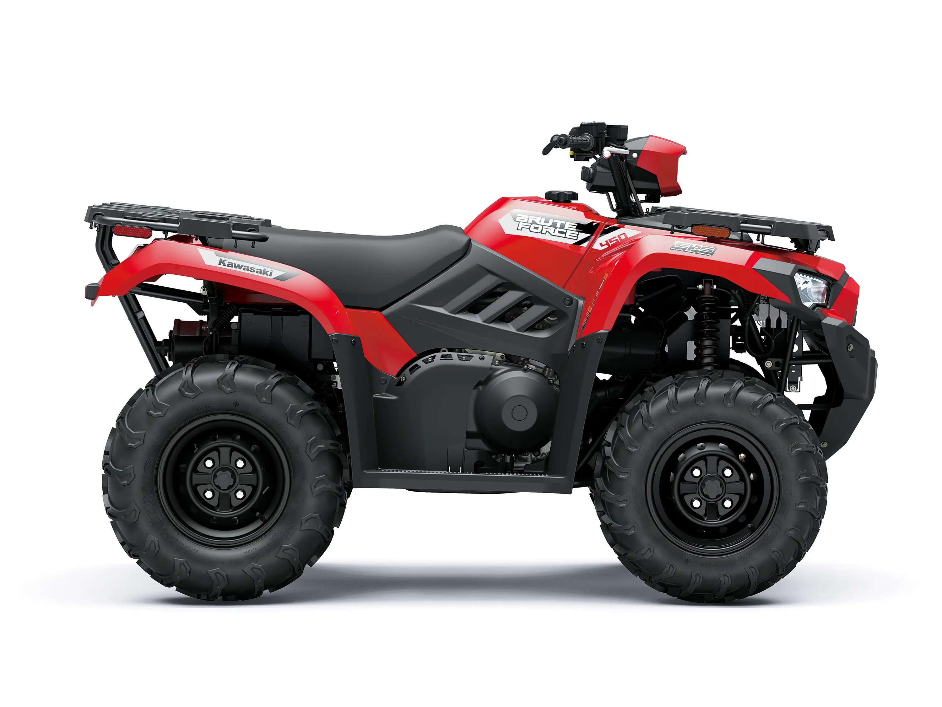 Side angle of an ATV staged in a white studio background.