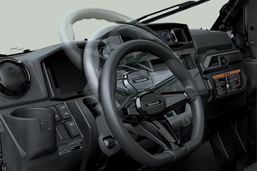 Graphic treatment showing potential steering wheel movement in a side x side. opens in a new window