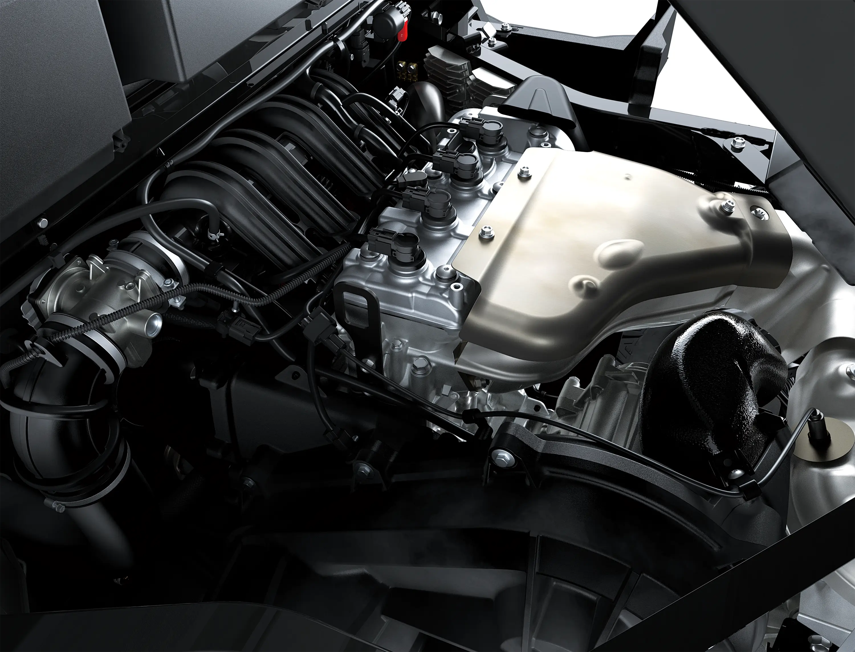 Engine bay of a side x side.