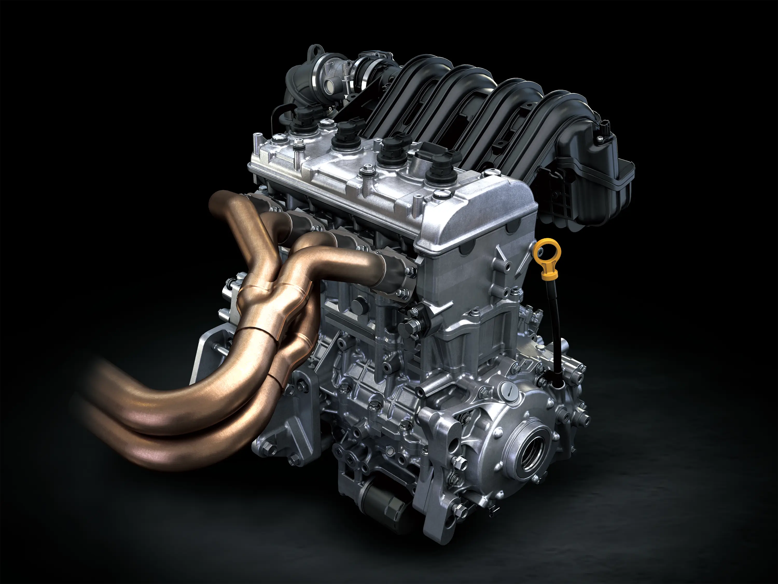 Computer-generated image of a side x side engine.